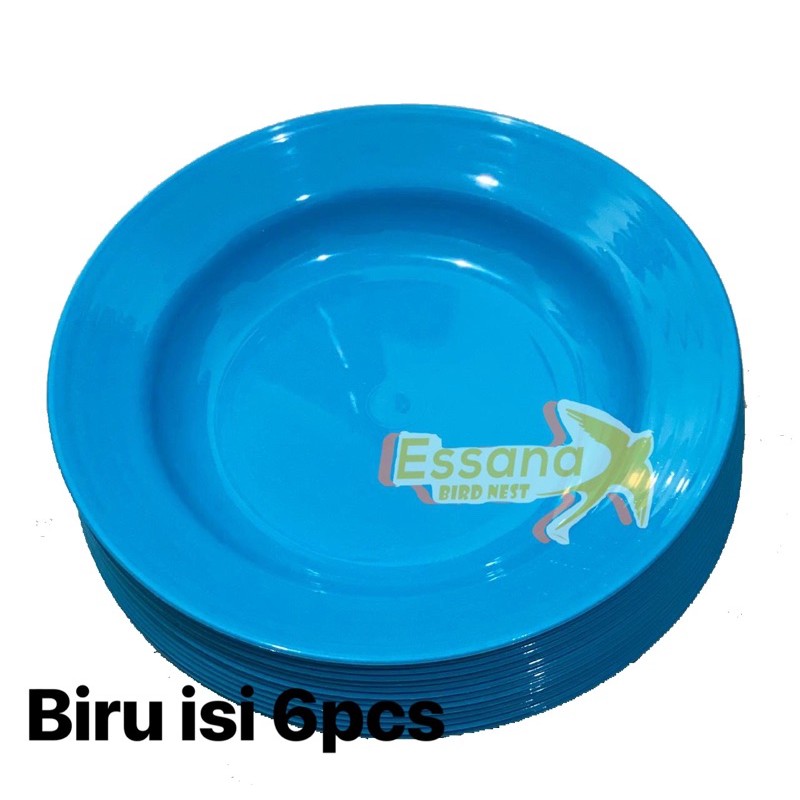 Piring Makan Bulat Plastik 9inch ( Grosir ) Terlaris Termurah Berkualitas ( lusinan ) atau ( 1/2 lusin ) clarissss-Biru isi 6pcs