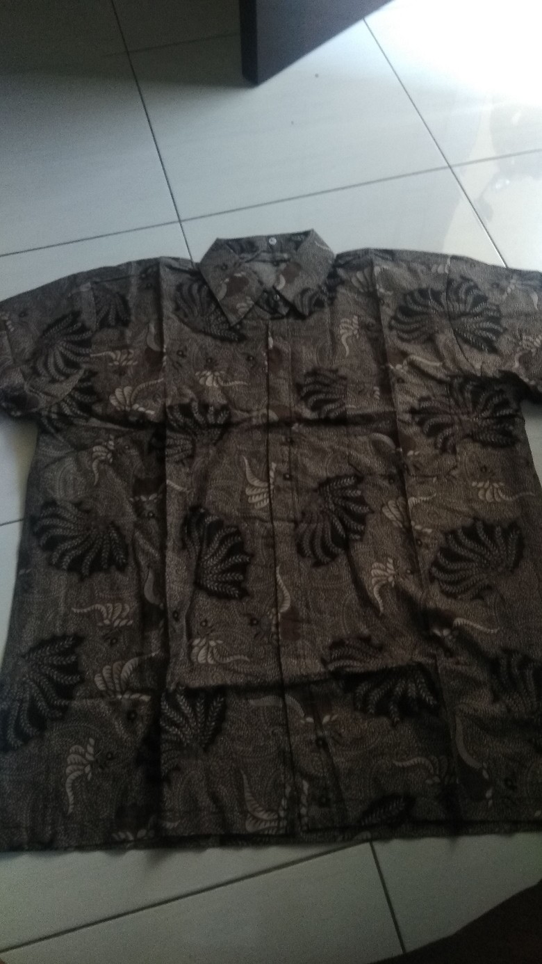 Kemeja Batik Pria Lengan Pendek Size M L Xl Xxl  Bswart Batik Hrb026 Kenongo Hem Panjang Padi