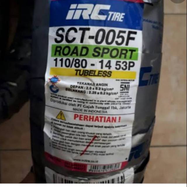 Ban tubeless IRC SCT-005F Ban 110/80-14 For aerox/Vario 125/150/Beat F1/Lexi/Bear esp/Scoopy/ADV/PCX