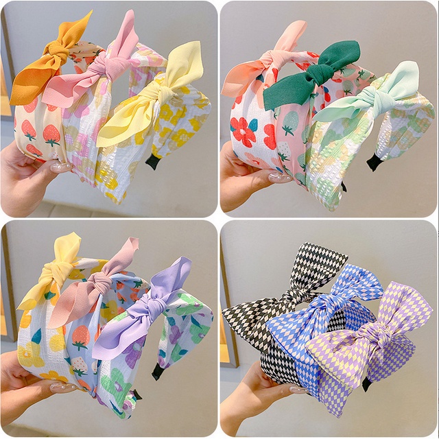 Bando Korea Anak Perempuan Aksen Ikat Pita Kartun Buah Aksesoris Bandana Rambut fashion lucu kekinian AK223