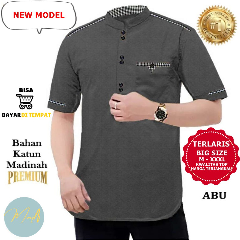 Baju Koko Pakaian Atasan Pria Muslim Dewasa BAJU KOKO KURTA TERBARU Baju Koko Lengan Pendek V6L4 Baj