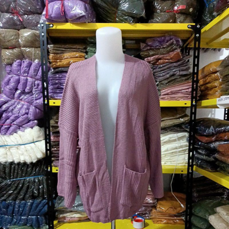 OVERSIZE LAVELLA PREMIUM CARDIGAN RAJUT TEBAL-Nila tua