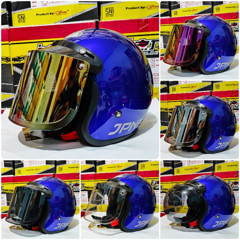 Helm Bogo Jpn Retro Biru
