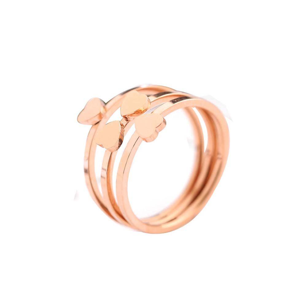 Mxbeauty Cincin Semanggi Empat Daun Elegan Vintage Hati Cinta Hati Warna Rose Gold Peach Heart Women Rings