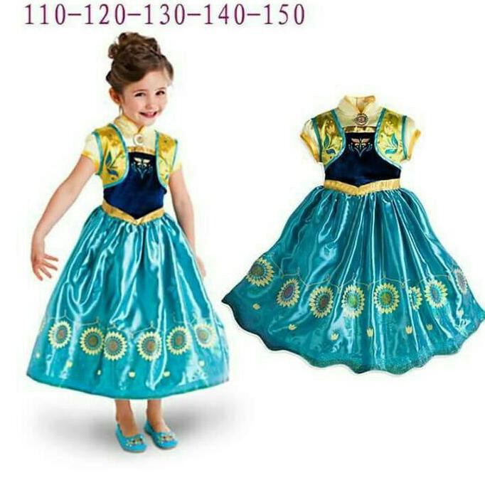 NEW ELSA FROZEN FEVER GOWN Baju Anak Import Sale Murah Gaun Dress Anna