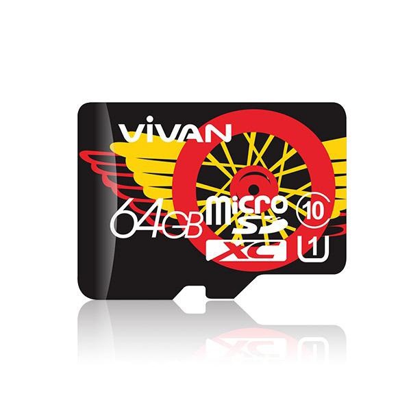 VIVAN V64U10 64G Class 10 Micro SD TF Card - Black + Red - Garansi Resmi 1 Tahun