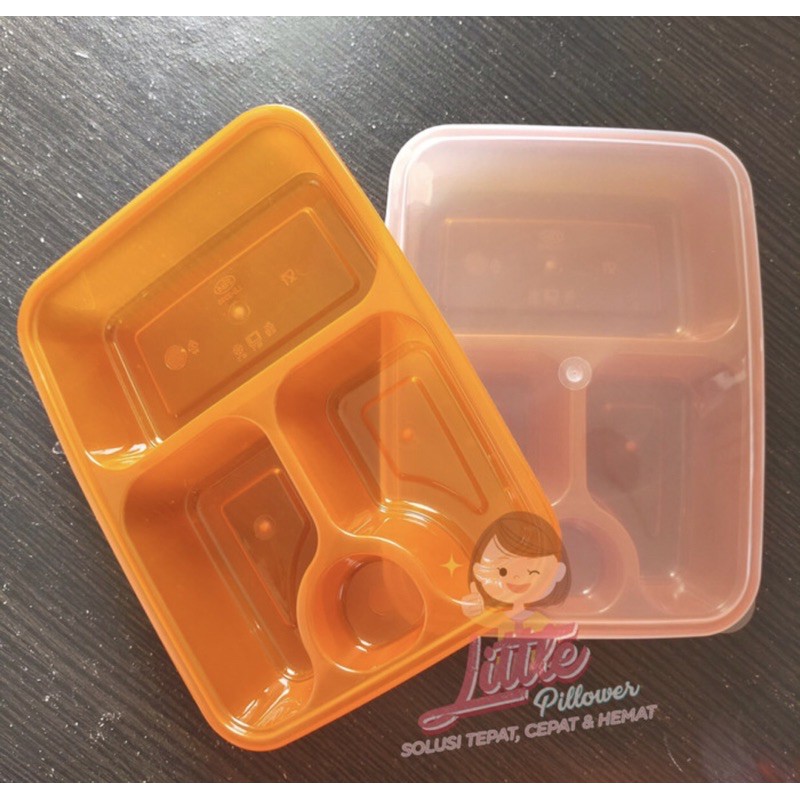 (ISI 25PCS) Bento + Sendok Plastik Tebal FIM /Lunch Box plastik/Kotak Makan