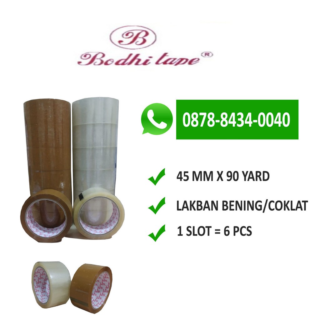 Lakban Coklat dan Bening Bodhi Tape 45mm x 75 Yard Tebal