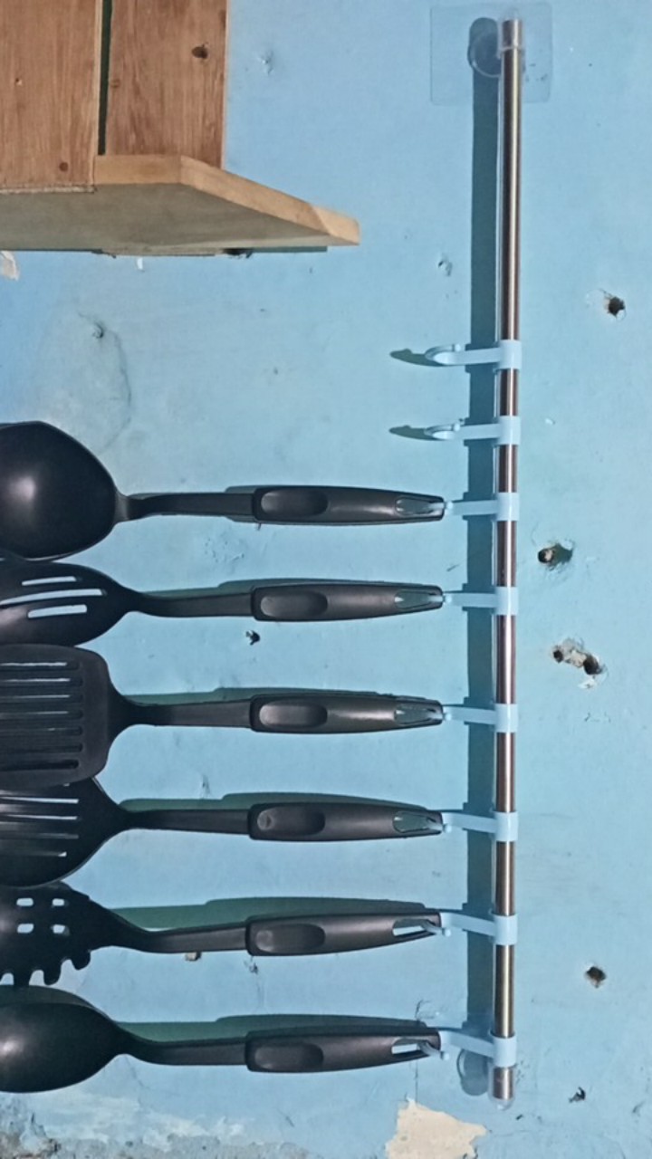 Hovelshop Gantungan Spatula Alat Masak Dapur Stainless Tempel Dinding Tembok Murah