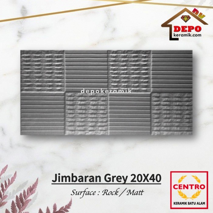 Centro Jimbaran Grey 20x40 Kw1 Keramik Kasar Motif Batu Alam