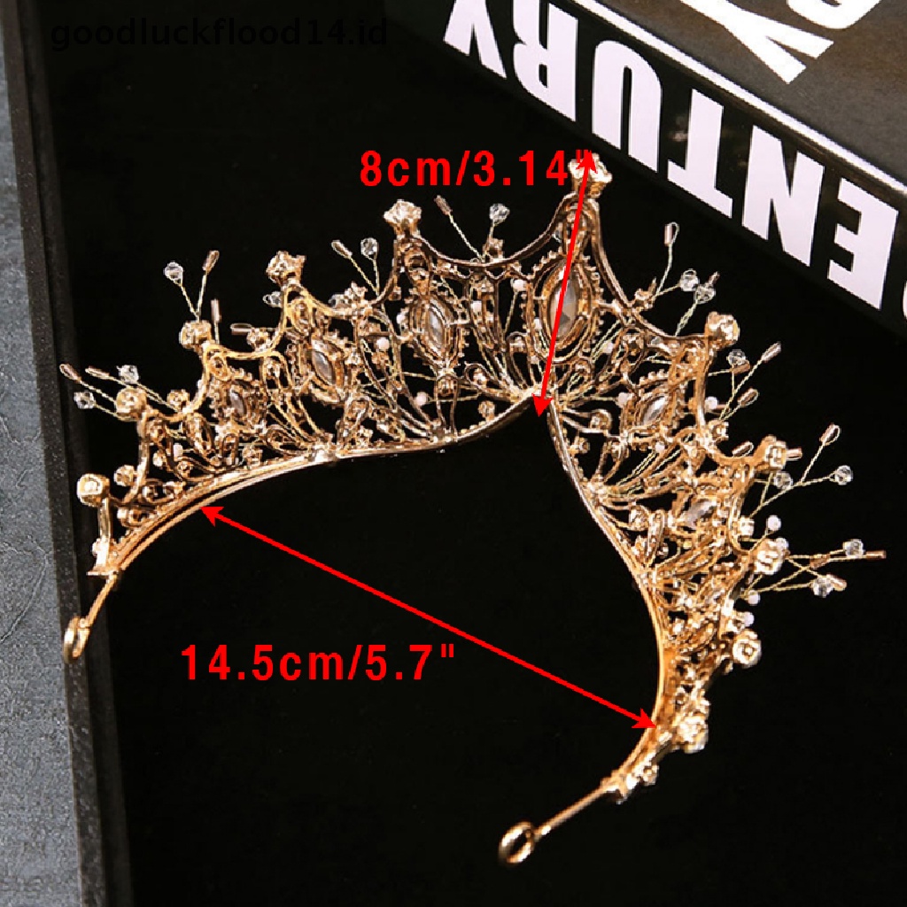 [OOID] Baroque Crown Girls Wedding Hair Accessories Gems Bridal Tiara Bride Hairwear ID