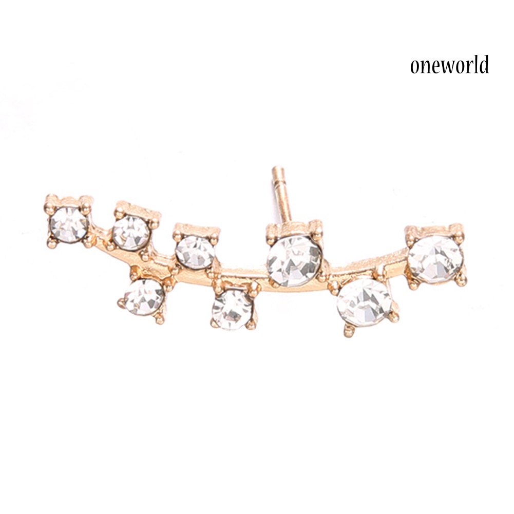 OW@ 1Pc Shiny Rhinestone Branch Stud Earrings Women Fashion Party Jewelry Xmas Gift