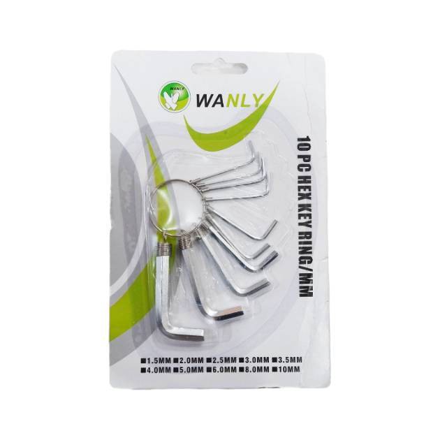 Set Kunci L Hex Key Ring Isi 10 PCS Tools Wrench - Kunci L Wanly