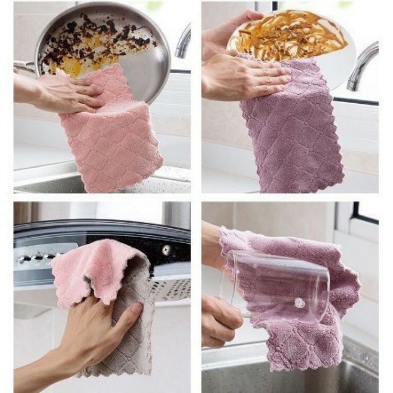 Kain lap piring anti minyak Ukuran Besar 25x25 kain lap microfiber kain lap dapur Kain lap