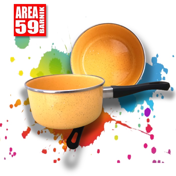 Panci Saucepan Enamel Zuko Warna Kuning Size 17cm Anti lengket 1500 ml