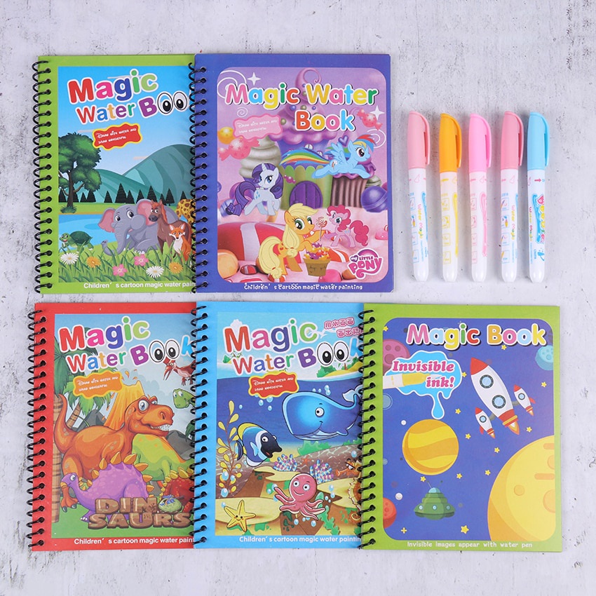 

Magic Water Book - Buku Warna Mewarnai Anak Pena Air Water Drawing Color Book