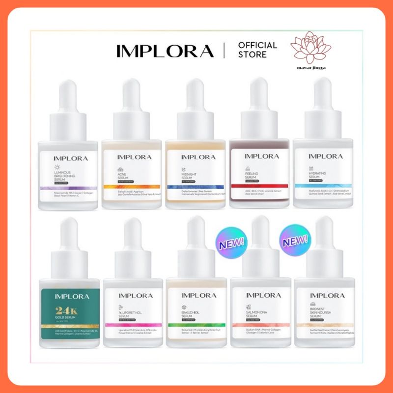 ❤mawarjingga❤ IMPLORA Face Serum | Serum Wajah Acne | Brightening | Peeling