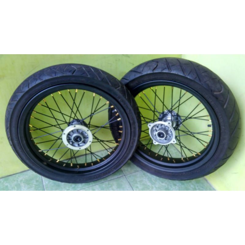 Roda set, velg set, ban set supermoto klx