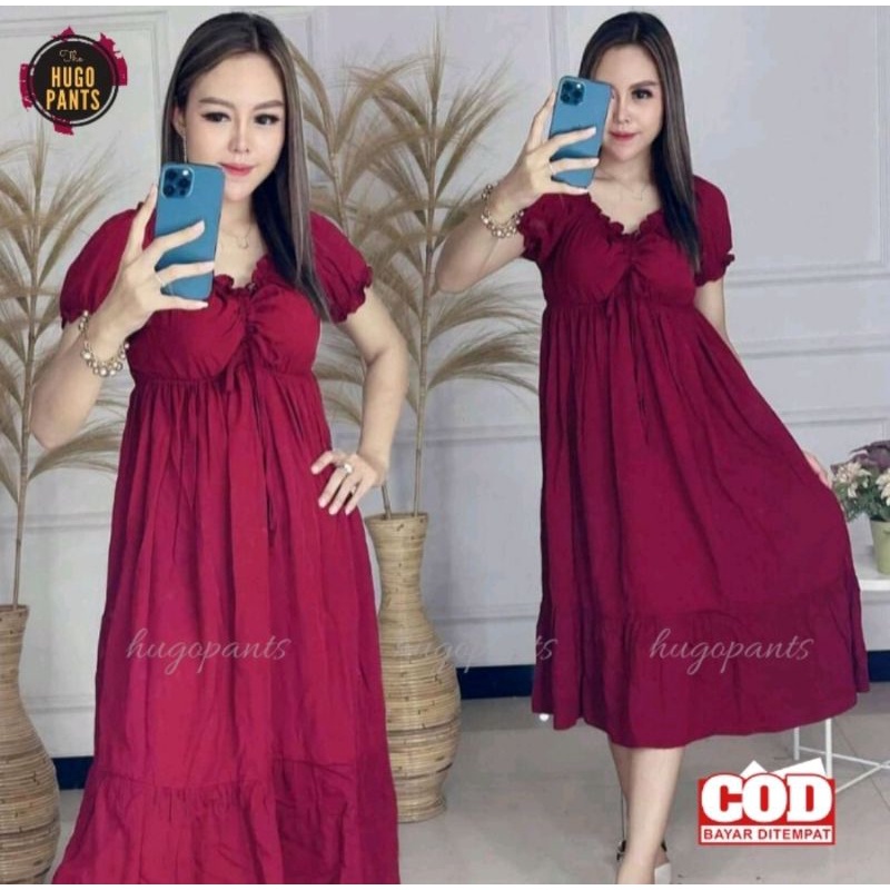 Daster Serut Dada Casandra Bali Kekinian Bahan Rayon Polos Wanita