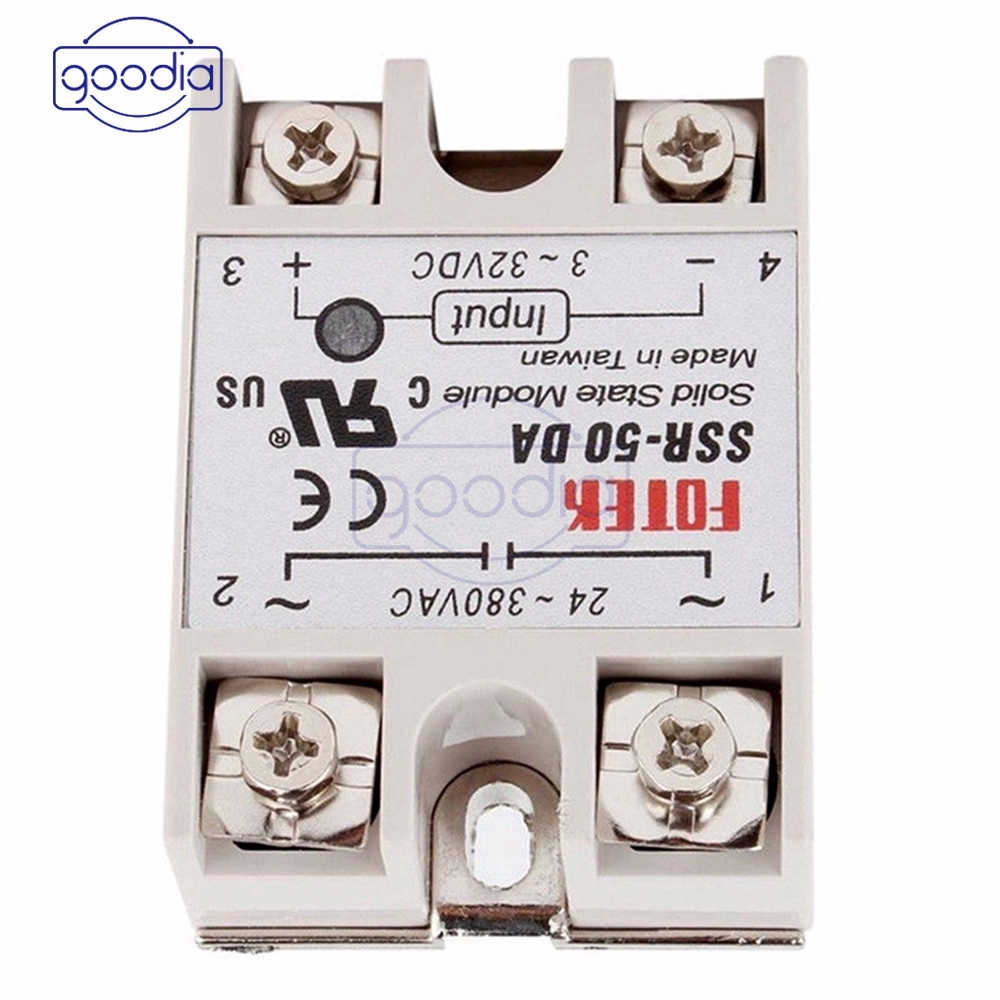 Modul Relay Solid State Ssr-50Da 3v~32v Dc Ke Ac 24v~380v 50a 250v Dengan Led 3~25ma