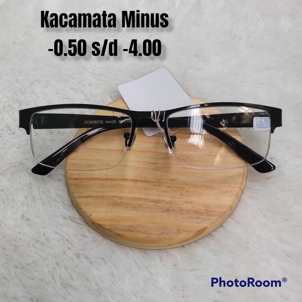 Kacamata Minus Pria Dan Wanita Frem Gantung Setengah Bingkai -0.50 Sampai -4.00, Frem Kacamata Minus