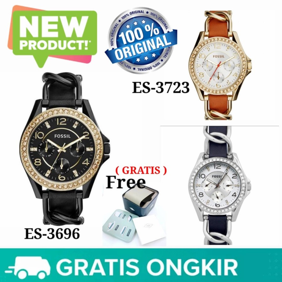 Best Seller Jam Tangan Wanita Fossil Type ES3696 - ES 3696 Fullset Stainless Jam Tangan Wanita Brand