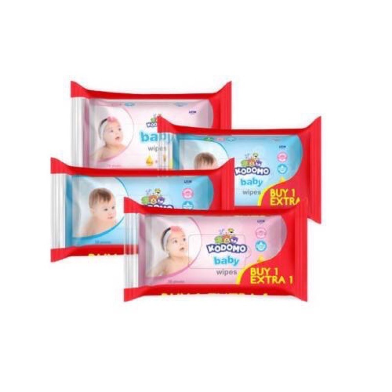 Kodomo Baby Wet Wipes 10+10Sheets - Kodomo Tisu Basah isi 10+10 Biru Pink