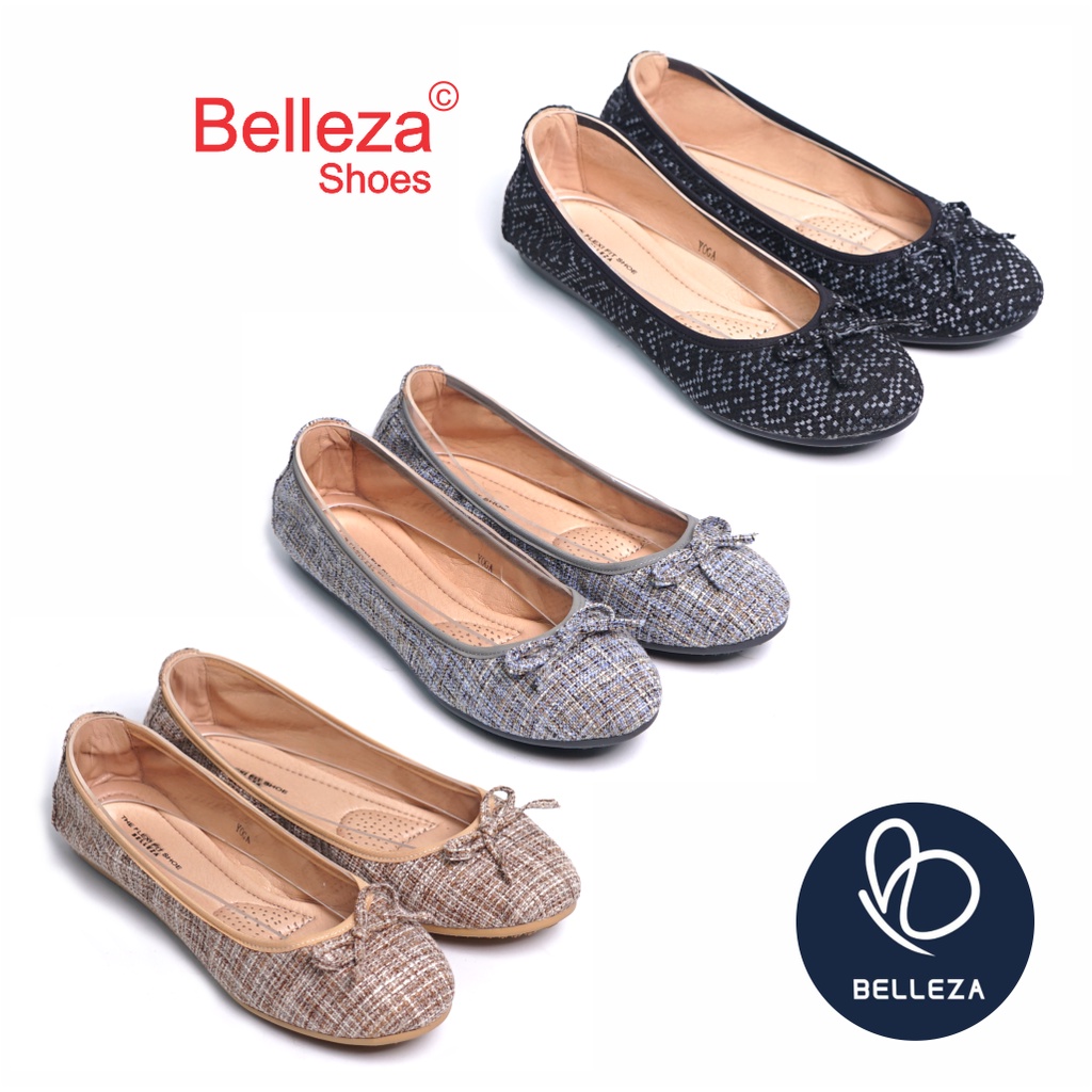 BELLEZA MALL - Sepatu Flat Shoes Wanita Model Kasual BELEZA YOGA TWEED Spatu Cewek untuk Jalan Kerja