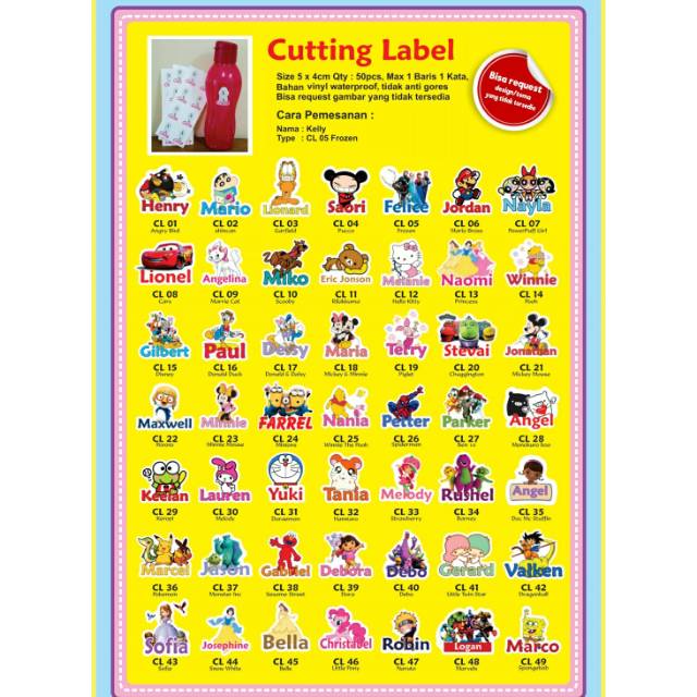 

Cutting Label vinyl waterproof 5x4cm 50 pcs