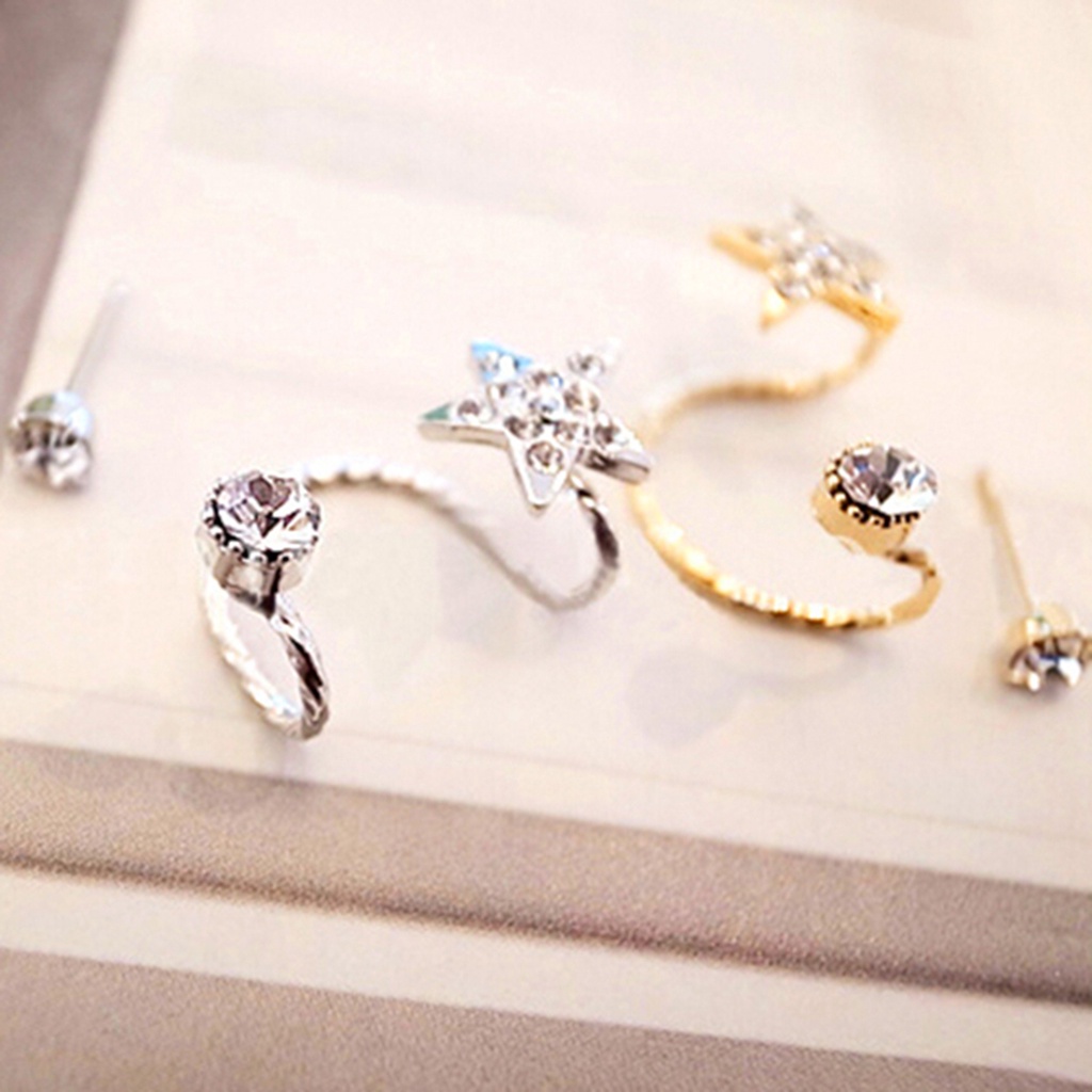 Hu Hu Hu Hu Hu Alat Bantu Pasang Kacamata♡ 2pcs / Set Anting Tusuk Motif Bintang Bahan Alloy Hias Berlian Imitasi Ramah Lingkungan Untuk Wanita