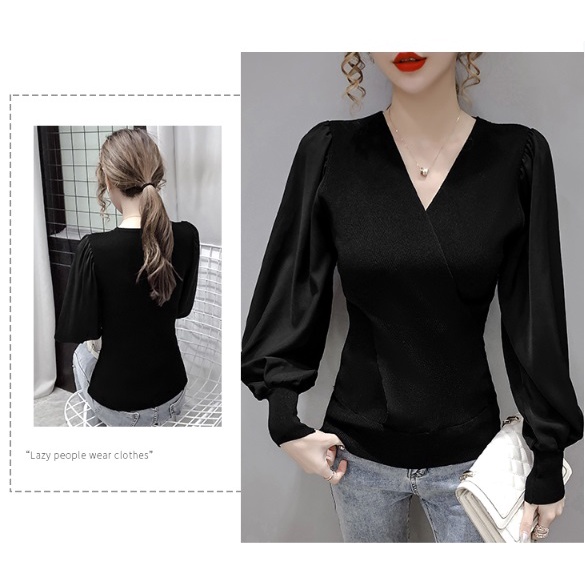 atasan RAJUT + MESH IMPORT rajut lengan panjang fashion korea style wanita 0210# IMPORT