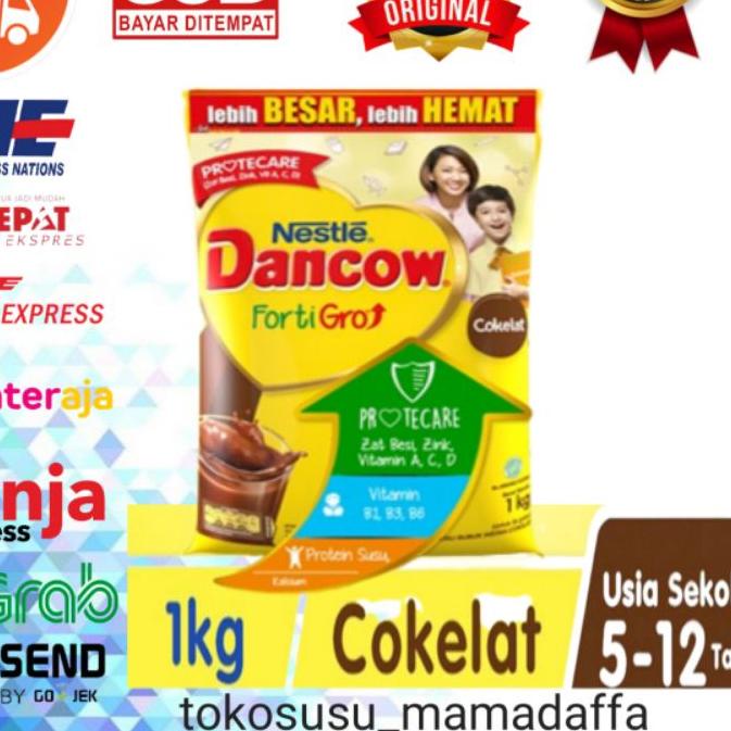 

44F♦ DANCOW Fortigro Susu Bubuk Susu Anak Coklat Pouch 1kg Refill Harga Murah