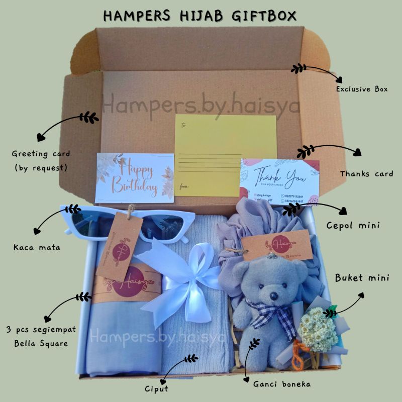 

HAMPERS HIJAB GIFTBOX KADO ULANG TAHUN CEWEK GIFTBOX HIJAB/ GIFT BOX WISUDA/ GIFT BOX BIRTHDAY/ GIFT BOX ANNIVERSARY/ HAMPERS HIJAB ACEH