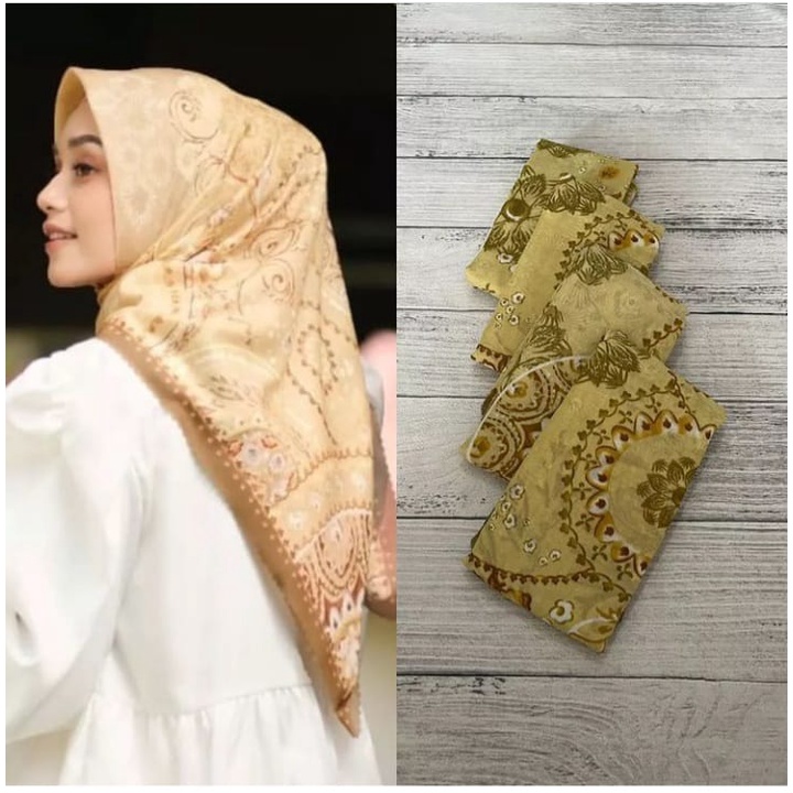 GHAIDA HIJAB SEGI EMPAT LASERCUT BAHAN VOAL PREMIUM 110X110 90% MIRIP