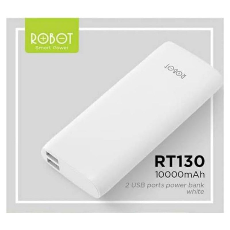 Robot RT130 10000mAh 2 USB Ports Power Backk White