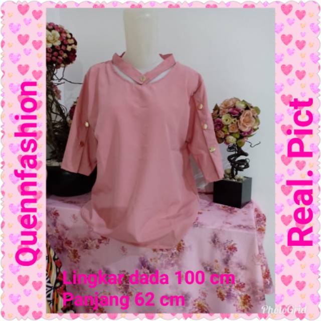 BLOUSE EVELYN / PUTIH / SALEM / TERMURAH