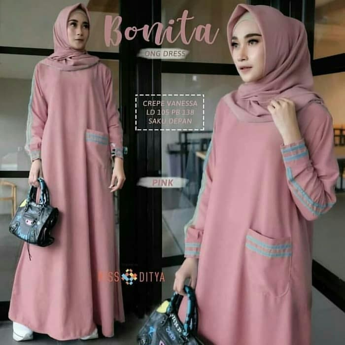Gamis Remaja Baju Muslim Wanita Mewah Fashion Muslim Premium Ceruty A4J2 Kekinian Terbaru Lebaran Ka