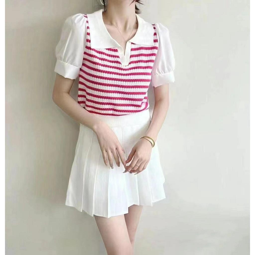 Nelson Blouse Knit CropTop - Atasan Wanita Rajut Import TM (01053)