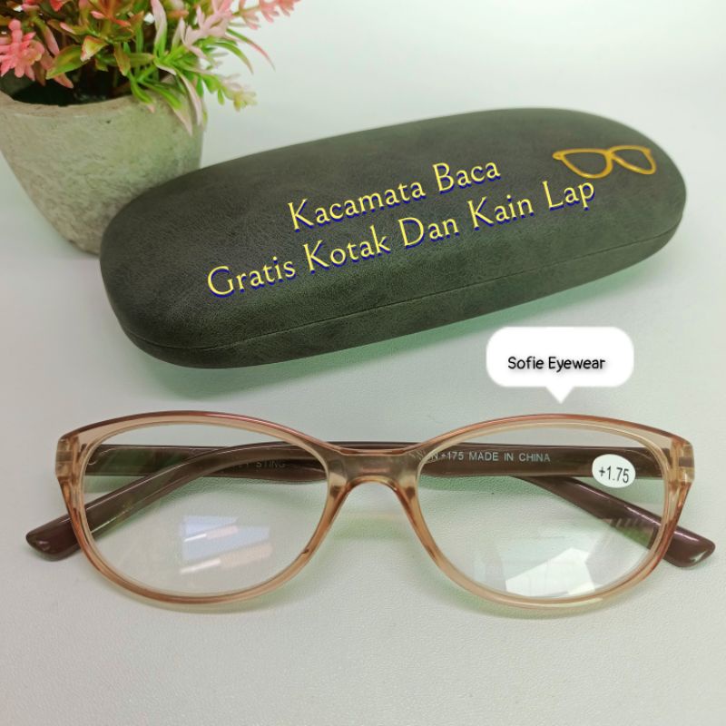 Kacamata Baca Cat Eye Lensa Plus +1.00 S/D +3.00 Untuk Rabun Dekat Frame Wanita