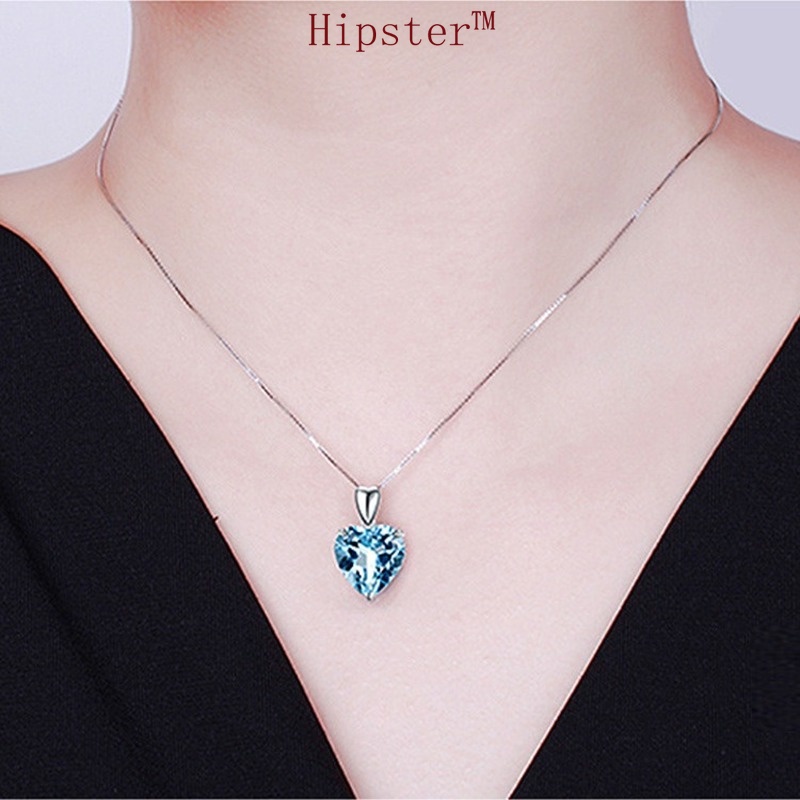 Fashion New Moissanite Heart of the Ocean Pendant Clavicle Chain