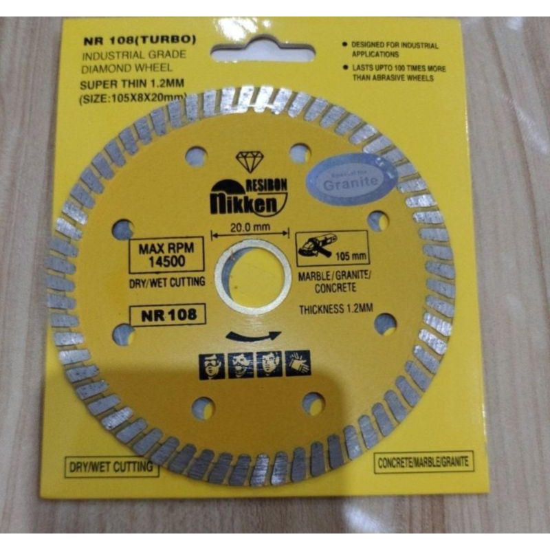 nikken resibon diamond wheel turbo super thin  / pisau potong granite turbo nikken resibon