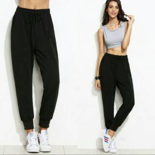  Celana  wanita jogger  basic abu hitam Shopee Indonesia