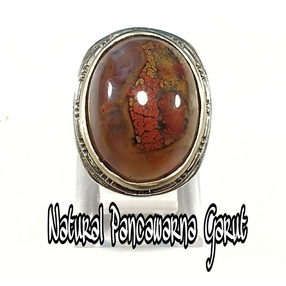 CINCIN BATU AKIK NATURAL PANCAWARNA GARUT MOTIF LUMUT