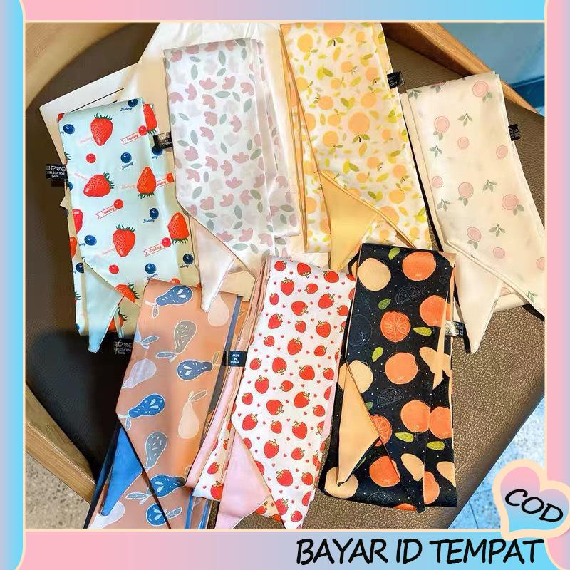 COD❤️ Gaya Korea Retro Syal Sutra Ikat Kepala Busur Pita Panjang Hiasan Kepala Wanita Fashion Aksesoris-A.one