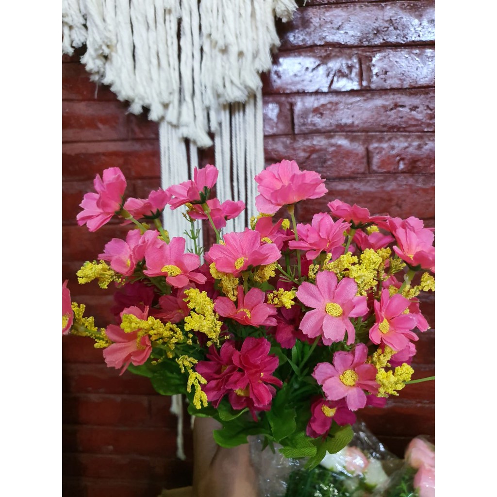 BUNGA CRYSANT / BUNGA KRISAN ARTIFICIAL / BUNGA PLASTIK CRISAN / BUNGA MAWAR-PINK