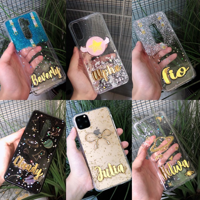 Custom Glitter Case Premium Gold Plated  iPhone Oppo Vivo Samsung Realme A10s A20s A30s A70 A51 A71