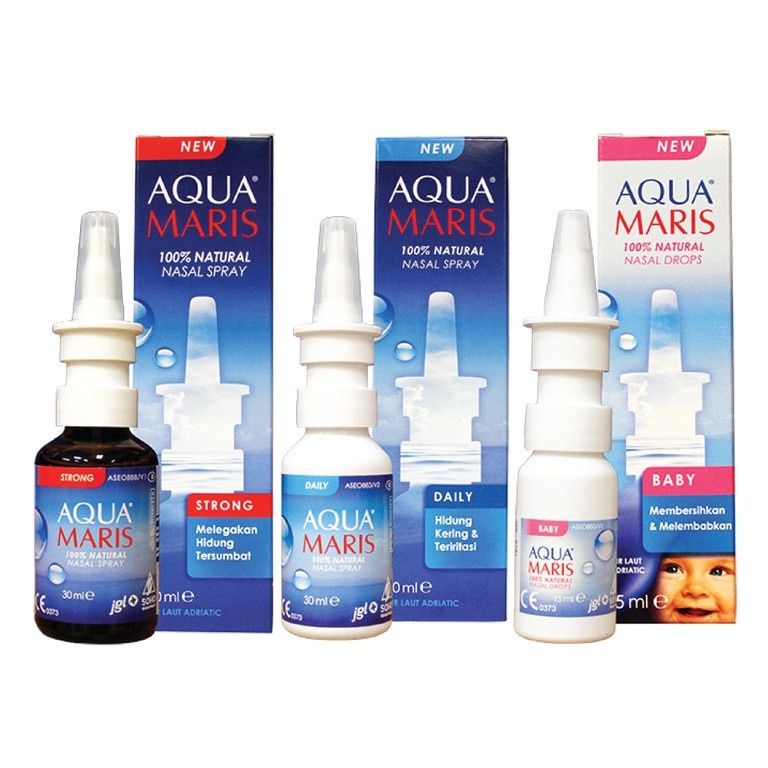 AQUA MARIS Natural Nasal Strong Spray - Daily 30 ML - Baby Nasal Spray 50 ML - Baby Drop 15 ML - Semprot Cuci Hidung