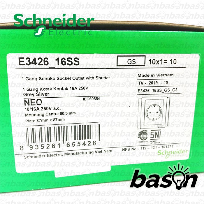 Schneider NEO Schuko Socket - Stop Kontak 16A 250V CP