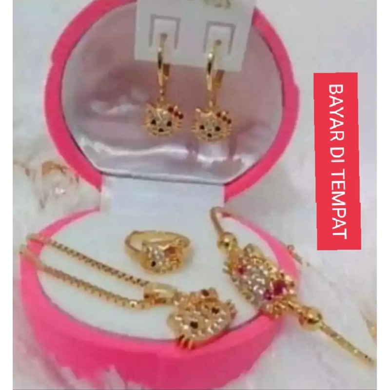 Kalung SET hello Kitty murah lapis emas gold 18K