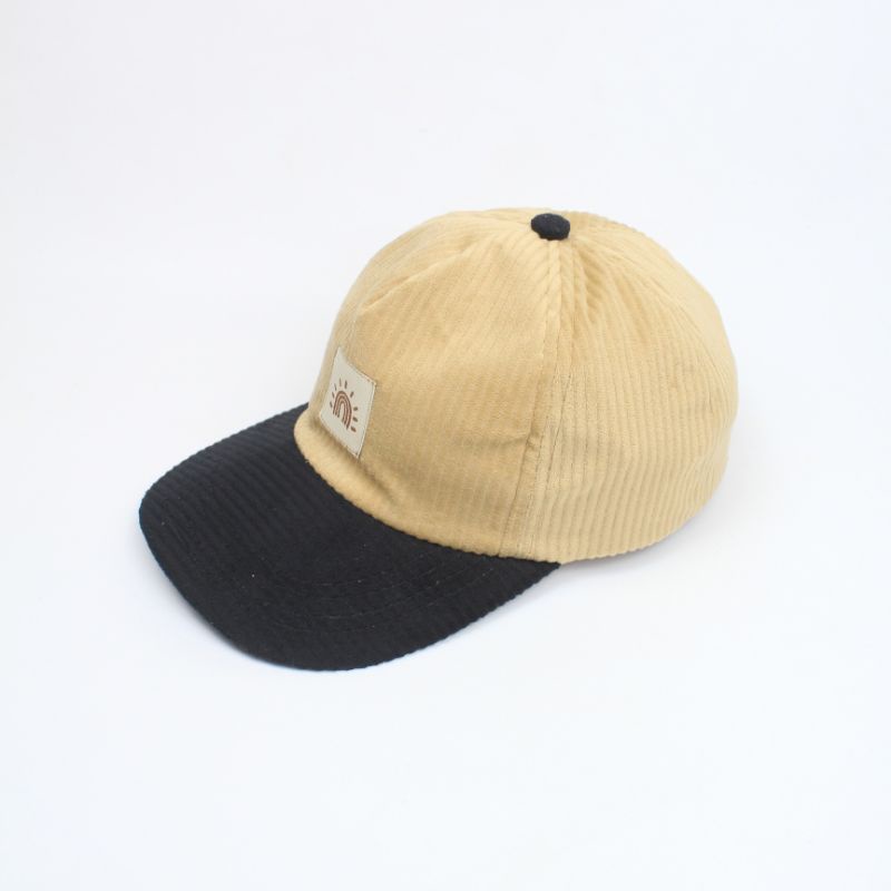 CASHEL CAP - Topi anak baseball Snapback Curduroy Mix Cewe Cowo Korea Lucu Murah-Cream-Black